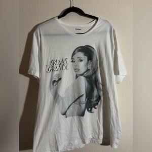 NWOT Ariana Grande white graphic tee with Iconic positions print